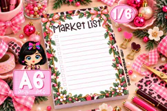 Pink Bow Leopard Christmas A6 Notepad PNG PDF Product Image 1