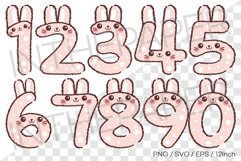 Cute pink bunny numbers set PNG SVG EPS rabbit Clipart Product Image 1