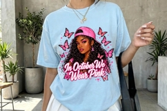 Pink Butterfly October Awareness Girl PNG Product Image 3