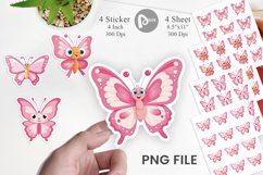 Pink Butterfly Valentine Sticker Product Image 1