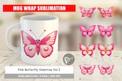 Mug Wrap Design Pink Butterfly Valentine Product Image 1