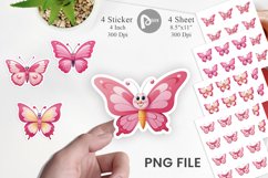 Pink Butterfly Valentine Sticker Product Image 1