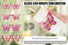 Glass Can Wraps Pink Butterfly Valentine Product Image 1