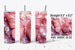 Pink Butterfly With Flowers Tumbler Wrap, Butterfly Tumbler Product Image 1