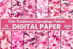 Pink Camo Traditional Camouflage Pattern for Designs Product Image 1