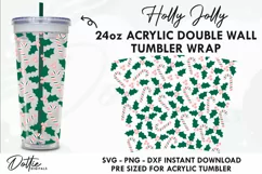 Holly Jolly No Gap Starbucks 24oz Acrylic Tumbler Cup Wrap Product Image 1