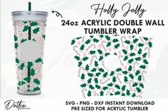 Holly Jolly Starbucks 24oz Acrylic Tumbler Cup Wrap Product Image 1