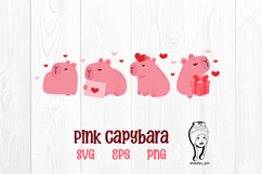 Pink capybara valentine svg, png, eps Product Image 1