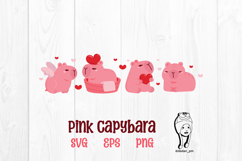 Pink capybara valentine svg, png, eps Product Image 1