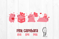 Pink capybara valentine svg, png, eps Product Image 1