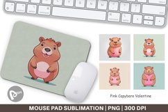 Mouse Pad Pink Capybara Valentine Product Image 1