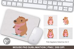 Mouse Pad Pink Capybara Valentine Product Image 1