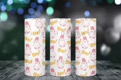 pink cat ghost halloween skinny tumbler sublimation wrap with high resolution and transparant background are for 20oz and 30oz skinny tumbler