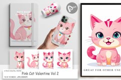 Digital Paper Pink Cat Valentine Product Image 1