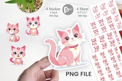 Pink Cat Valentine Sticker Product Image 1