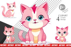 Pink Cat Valentine Clipart Product Image 1