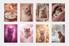 Digital iPhone Android Desktop Pink Cat Wallpaper Product Image 3