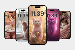 Digital iPhone Android Desktop Pink Cat Wallpaper Product Image 5