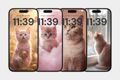 Digital iPhone Android Desktop Pink Cat Wallpaper Product Image 6
