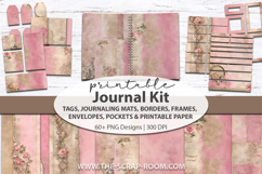 Printable Junk Journal Kit Pink and Champagne digital papers