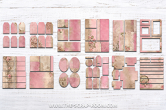 Printable Junk Journal Kit Pink and Champagne digital papers Product Image 3