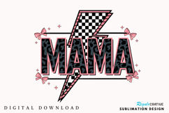 Pink Checkered Mama PNG, Glitter Pink Mama Coquette Bow PNG Product Image 1