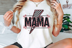 Pink Checkered Mama PNG, Glitter Pink Mama Coquette Bow PNG Product Image 3