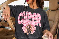 Pastel Pink Cheer PNG with Gingham Letters and Bow Product Image 2