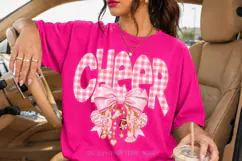 Pastel Pink Cheer PNG with Gingham Letters and Bow Product Image 1