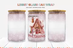Dreaming of a Pink Christmas Glass Can Sublimation PNG Product Image 1