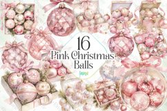 Pink Christmas Balls Sublimation Clipart Product Image 1