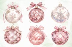 Pink Christmas Balls Sublimation Clipart Product Image 4