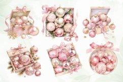 Pink Christmas Balls Sublimation Clipart Product Image 3