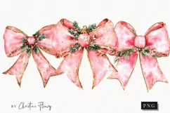 Pink Christmas Bow Clipart | Christmas PNG Product Image 1