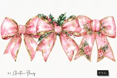 Pink Christmas Bow Clipart | Christmas PNG Product Image 1