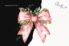 Pink Christmas Bow Clipart | Christmas PNG Product Image 2