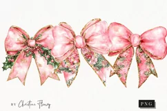Pink Christmas Bow Clipart | Christmas PNG Product Image 1