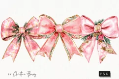 Pink Christmas Bow Clipart | Christmas PNG Product Image 1