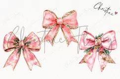 Pink Christmas Bow Clipart | Christmas PNG Product Image 3