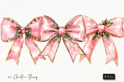 Pink Christmas Bow Clipart | Christmas PNG Product Image 1