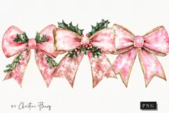 Pink Christmas Bow Clipart | Christmas PNG Product Image 1