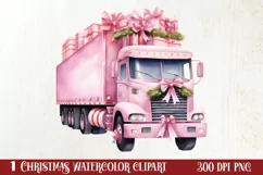 Pink Christmas Car clipart Sublimation, Christmas clipart Product Image 1