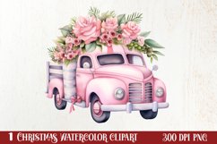 Pink Christmas Car clipart Sublimation, Christmas clipart Product Image 1