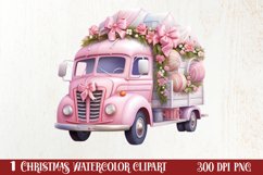 Pink Christmas Car clipart Sublimation, Christmas clipart Product Image 1