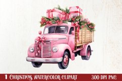 Pink Christmas Car clipart Sublimation, Christmas clipart Product Image 1