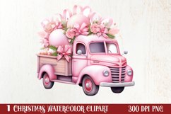 Pink Christmas Car clipart Sublimation, Christmas clipart Product Image 1