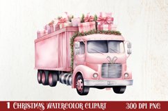 Pink Christmas Car clipart Sublimation, Christmas clipart Product Image 1
