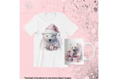 ClipArt Pink Christmas Watercolor Polar Bears - 20 PNG Product Image 3