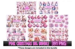 ClipArt Pink Christmas Watercolor Polar Bears - 20 PNG Product Image 5