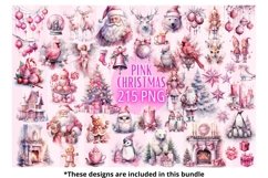 ClipArt Pink Christmas Watercolor Polar Bears - 20 PNG Product Image 4